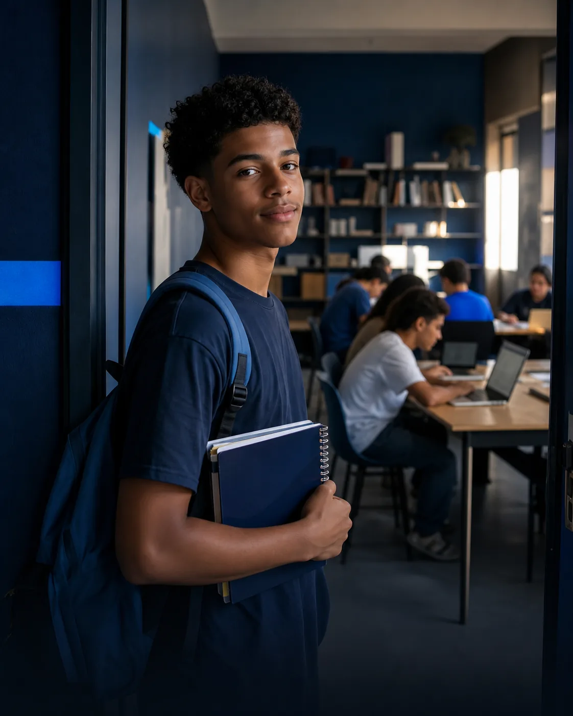 Jovem chegando ao espaço de formação do Renova Mente